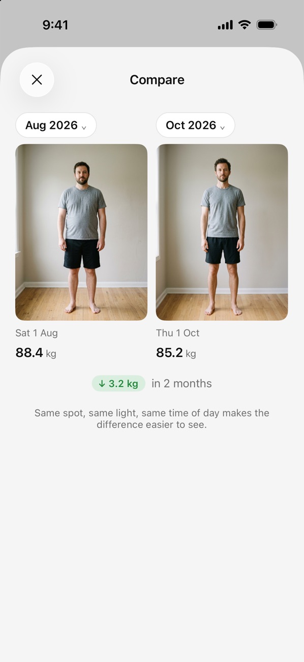 Two progress photos side by side
